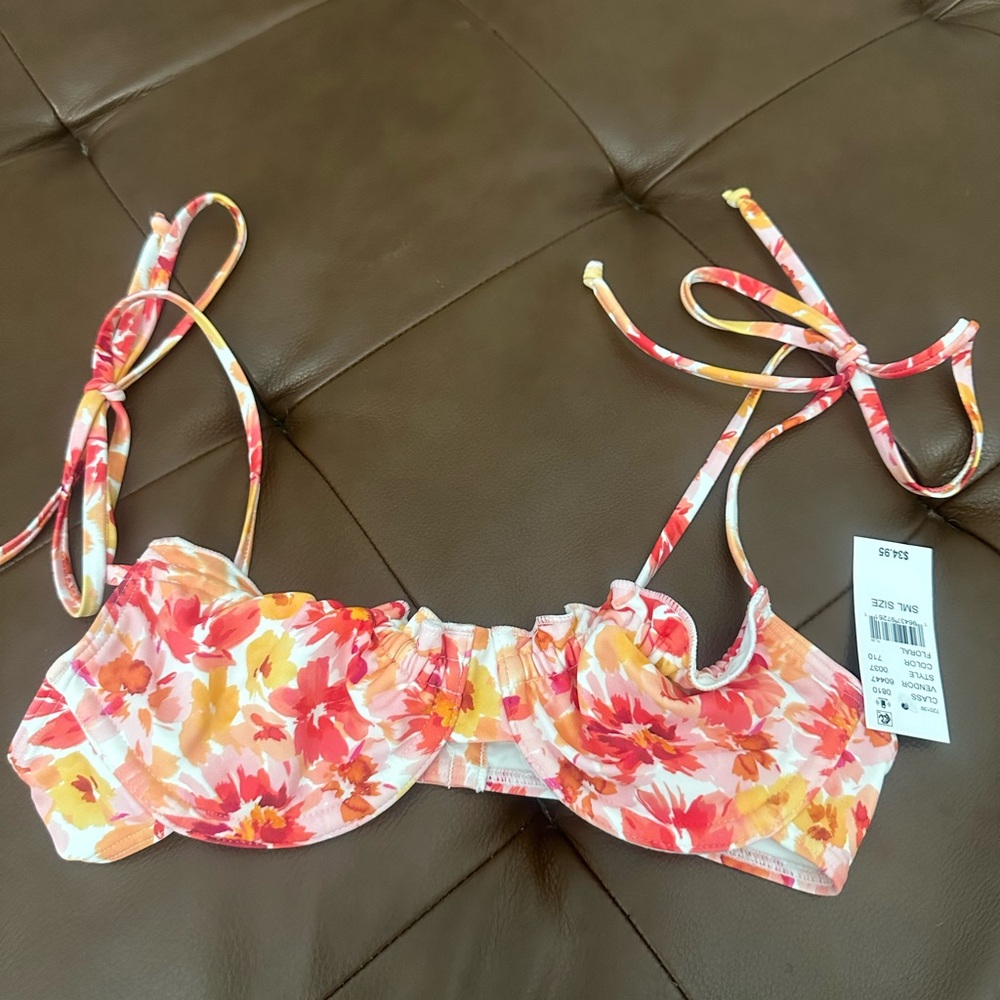 PacSun Floral Bikini Top - Red and Yellow